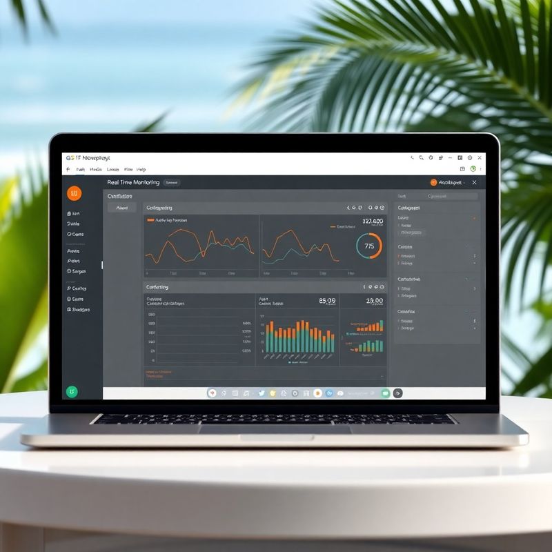 Gráficos de monitoreo y panel de configuración de alertas